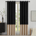 Black Beige Velvet Blackout Curtains Luxury Decor 108 inches, Color Block | by ModernShinyVelvetCurtains