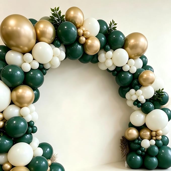 Emerald Green White Gold Balloon Garland Arch Kit, Dark Hunter Forest Green - Image 5