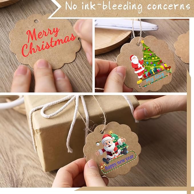 Custom Gift Tag, Personalized Favor Label, Kraft Wrapping Decoration, Wedding Supplies Birthday Party Craft, Thick Paper Hang Card with String (Rectangle Shape 1)