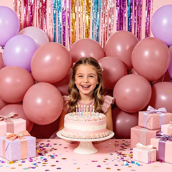 100pcs Dusty Pink Balloons 12 inch Round Latex | Boho Blush Retro Pink - Image 5