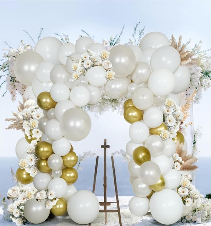 Pearl White Double Stuffed Balloon Arch Kit - Image 6