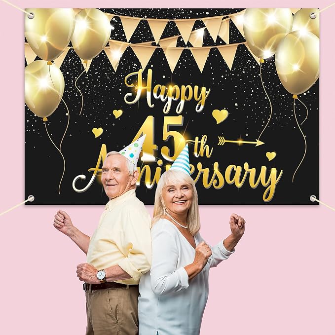 HAMIGAR 6x4ft Happy 45th Anniversary Banner Backdrop - Image 7