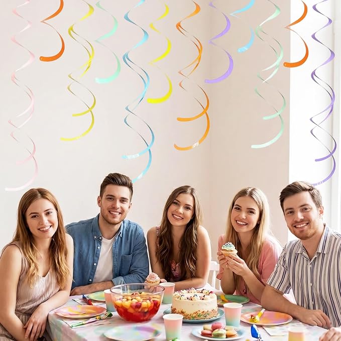 30Pcs Colorful Ceiling Swirl Foil Decorations Hanging Swirls Party Decorations - Image 5