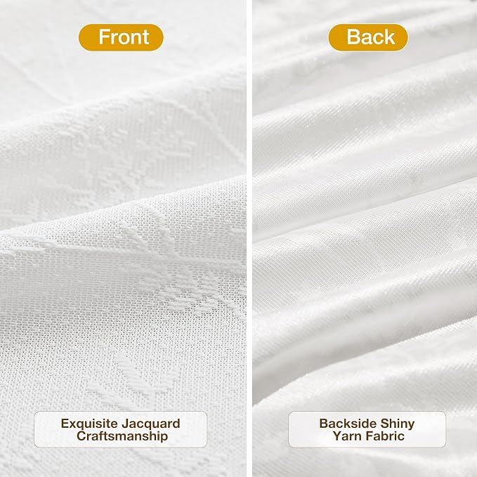Anmao White Semi Sheer Light Filtering Curtains 54 Inches Long 2 Panels - Image 3