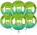 6Pcs Gradient Green Round Foil Balloons, Metallic Green Foil Balloon by vibzox