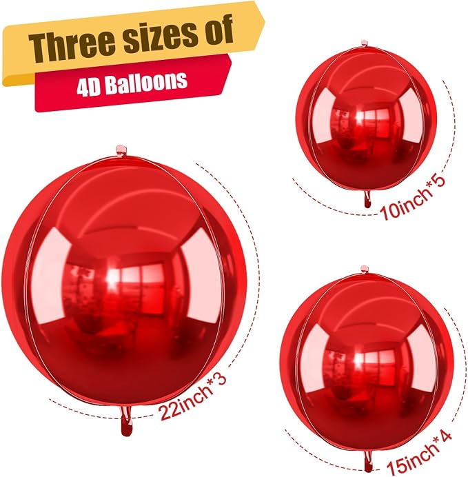 12Pcs Red Round Foil Balloons, Metallic Red Foil Balloon - Image 2