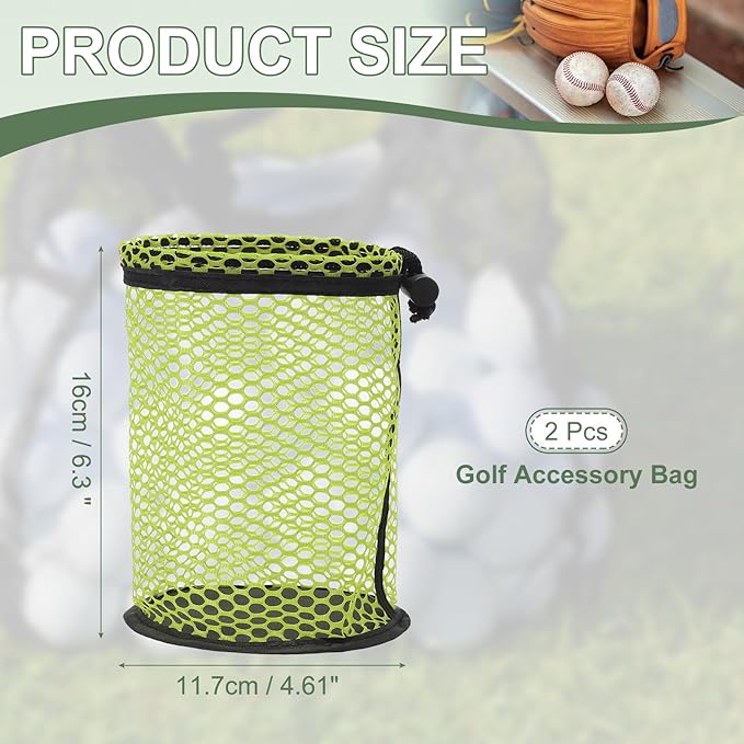 Golf Ball Storage Bag Nylon Mesh Golf Pouch with Adjustable Drawstring Closure for Balls Outdoor Sports Supplies