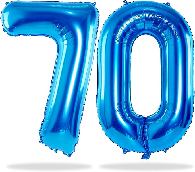 Blue Number 70 Balloons, 40 Inch Large Blue Foil Number 7 & 0 Balloons by Lingqiang