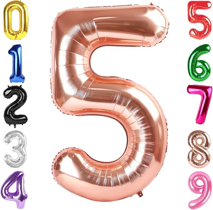 40 In Rose Gold Number 5 Balloon, 5th Birthday Party Decorations by Hadoife