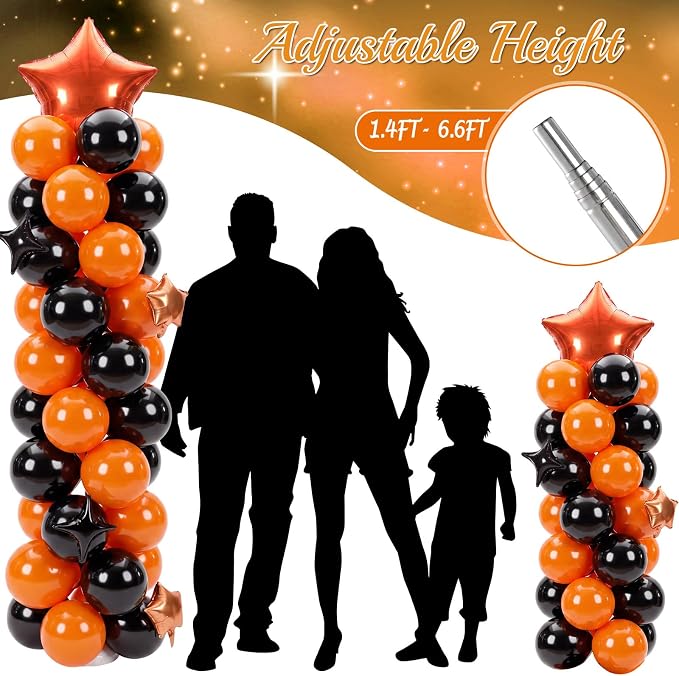 Gejoy 110 Pcs Orange Black Balloons Column Stand Kit Adjustable Tower Stand - Image 6