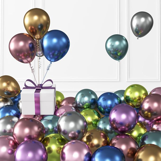 Metallic Multicolor Balloons, Birthday Decoration, Wedding Party, Baby Shower by KALOR