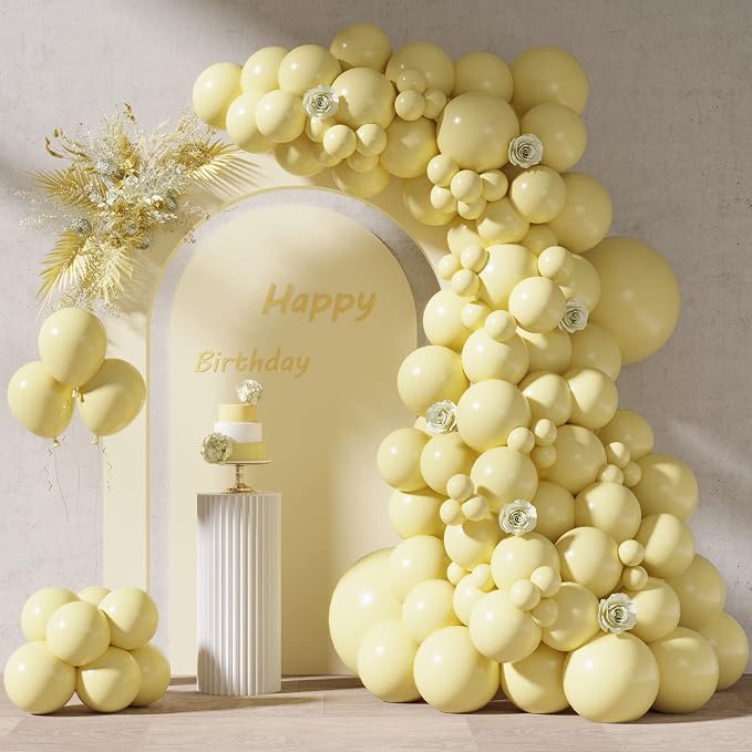 RUBFAC 87pcs Pastel Yellow Balloons Different Sizes 18 12 10 5 Inches by RUBFAC