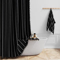 60 x 84 Boho Linen Heavy Duty Cloth Shower Curtain Set, 330GSM Linen Blend by ShowerCurtain