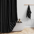 54x78 Boho Farmhouse Linen Heavy Duty Shower Curtain Set, 330GSM Linen Blend by ShowerCurtain