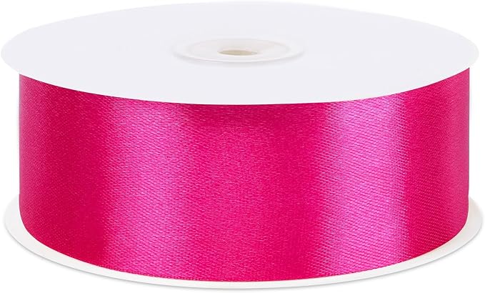 woric Hot Pink Satin Ribbon 1 1/2 Inch 60 Yards Pink Bows Decor | Polyester - Image 2