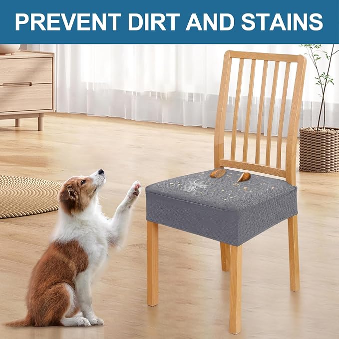 Smiry Waterproof Seat Covers for Dining Room Chairs, No Rear Covers | Stretch - Image 6