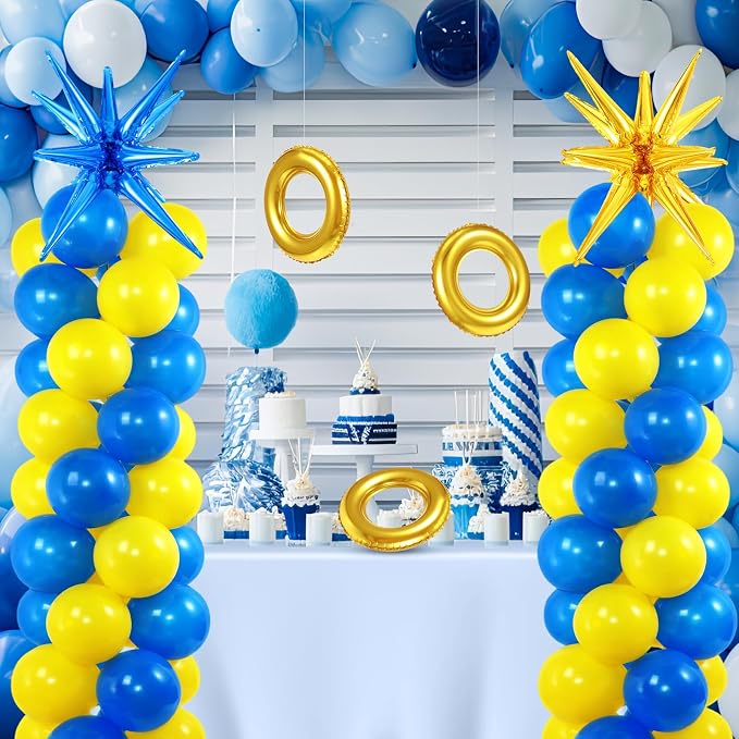 2 Set Blue Yellow Toy Inspired Cartoon Balloon Column Stand Kit - Image 8