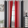 Black and Red Ombre Blackout Curtains 90 Inches Long 2 Panels Set, Thermal by ESTELARTEXTILER