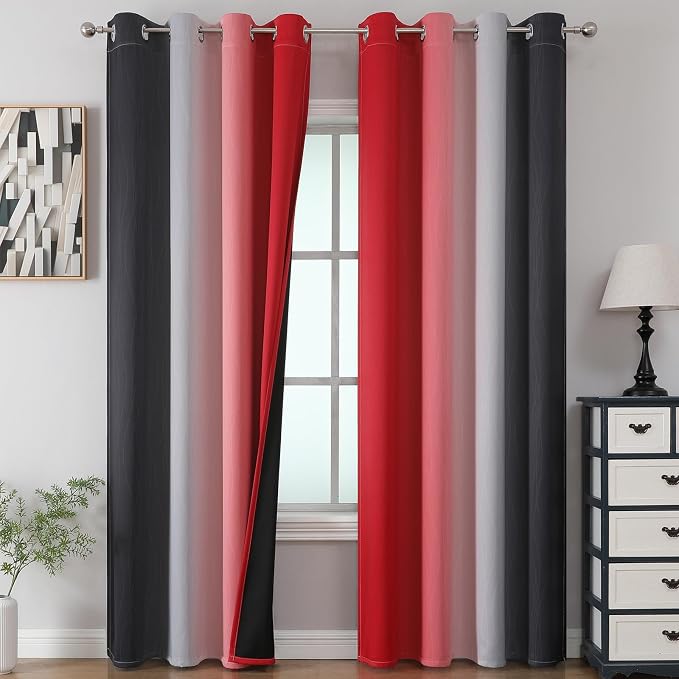Red and Black Blackout Curtains by ESTELARTEXTILER