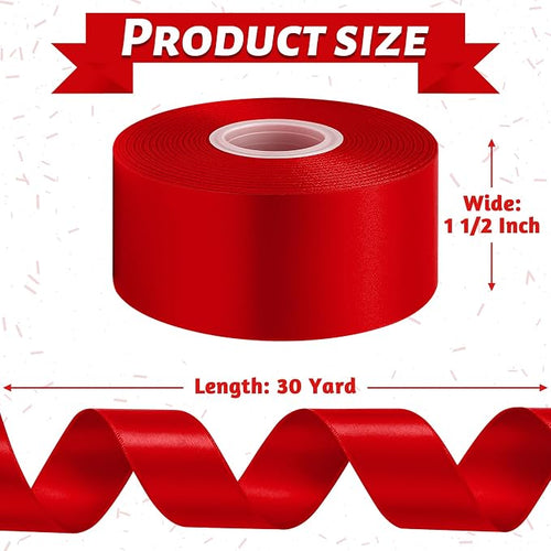 1 1/2In 30Yards Polyester Red Ribbon - Image 2