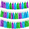 Blue Green and Purple Tissue Paper Tassels 30pcs, Adding Festive Whimsy to Any by Unknown