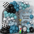 Race Car Balloons Garland Arch Kit, Dusty Blue Balloons Green Black Balloon by Togvu