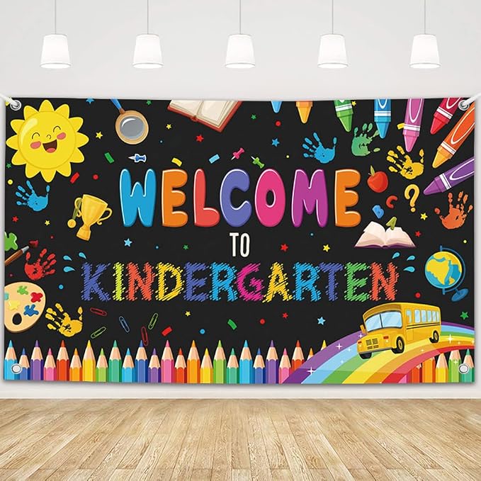 MEHOFOND Welcome to Kindergarten Banner Back to School Kids Classroom Party by MEHOFOND