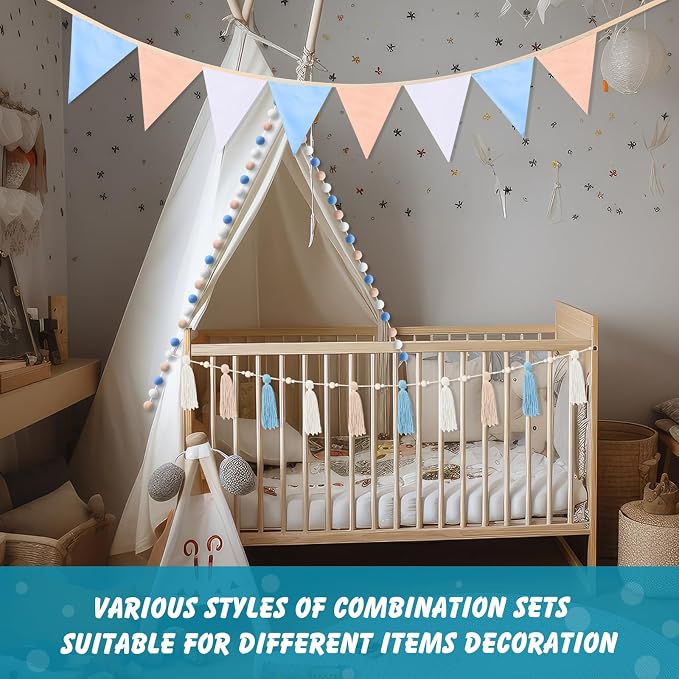 Hahafelt 4 Pcs Baby Shower Party Decoration Kit Pennant Bunting Banner Tassel - Image 7
