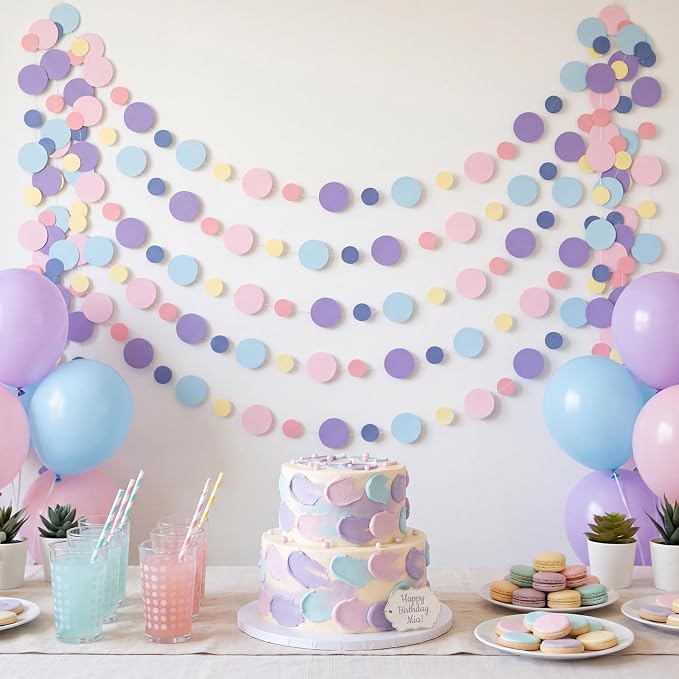 Outus 10 Pieces Colorful Circle Garland Banner Hanging Paper Dot Decorations - Image 7