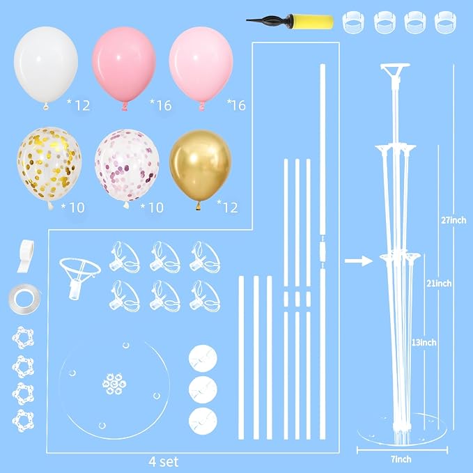 4 Sets Pink Gold Confetti Balloons Centerpieces - Image 2