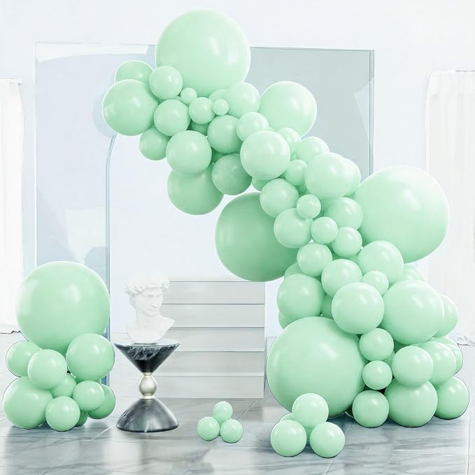 PartyWoo Light Green Balloons 140pcs Mint Pastel Peppermin Green Color | 18 12 by PartyWoo