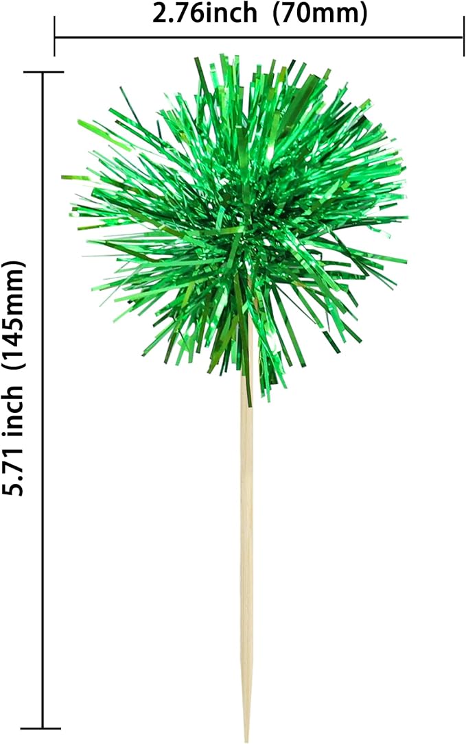 Gyufise 30Pcs Foil Firework Cupcake Toppers Sparkle Tinsel Cake Toppers Tinsel - Image 2