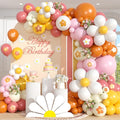 Daisy Balloon Garland Arch Kit, Retro Orange Yellow Pink Boho Balloon Arch Kit by vibzox
