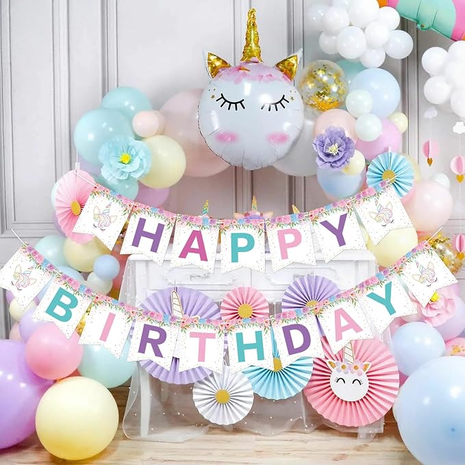 Unicorn Birthday Decorations Unicorn Happy Birthday Banner Garland - Image 6