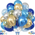 Navy Blue Gold Silver Balloons, 12 Inch Pearl Navy Blue Metallic light Blue by BIAPIAN