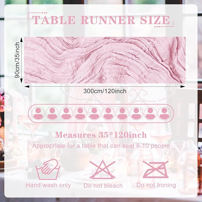 2 Pack Cheesecloth Table Runner 10Ft Christmas Gauze Boho Table Runners - Image 2
