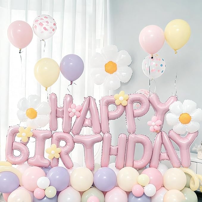 16 Inch Pink Happy Birthday Balloon Banner | Self Inflating Foil Happy Birthday - Image 5