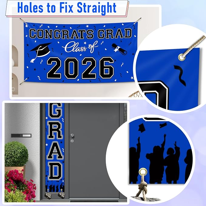 WOHOHOHO 23Pcs Graduation Decorations 2026 Set, Class of 2026 Backdrop - Image 6