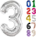 3 Balloon - Silver Birthday Number Balloons, 40 Inch Decorations Men Women | by ALPHADELTAPI