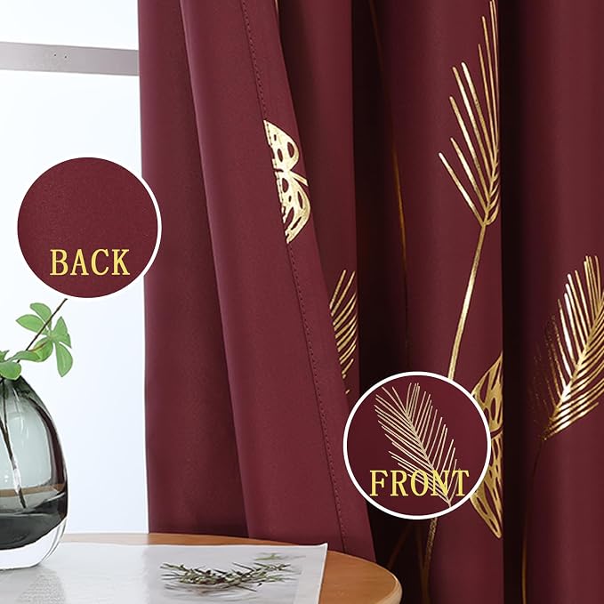 Burgundy Red Room Darkening Curtains 63 Inches Long - Image 4