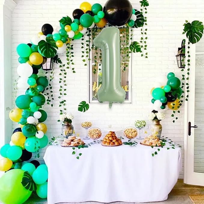 TONIFUL 40 Inch Sage Green Large Number 1 Balloon - Image 5