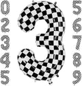 40 Inch Checkered Number 3 Balloon, Big Mylar Black and White Foil Balloons by Unknown