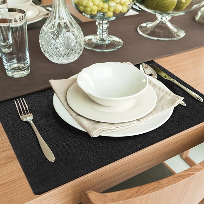 Faux Cotton Linen Placemats Set of 8, Cloth Washable Farmhouse Dining Table Mats - Image 9