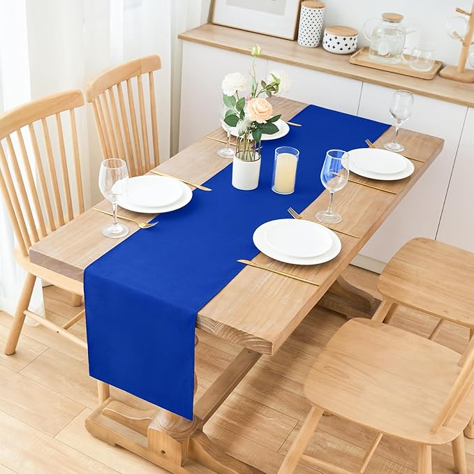 2 Pack Blue Table Runner 12 x 72 Inch Solid Color Farmhouse Runners Coffee Table Dresser for Daily Party Home Decoration