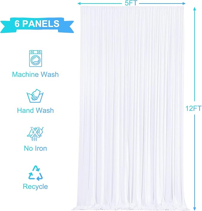 6 Panels White Backdrop Curtains - Image 6