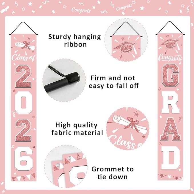 Graduation Decorations 2026, Graduation Banner Class of 2026, Congrats Grad - Image 2