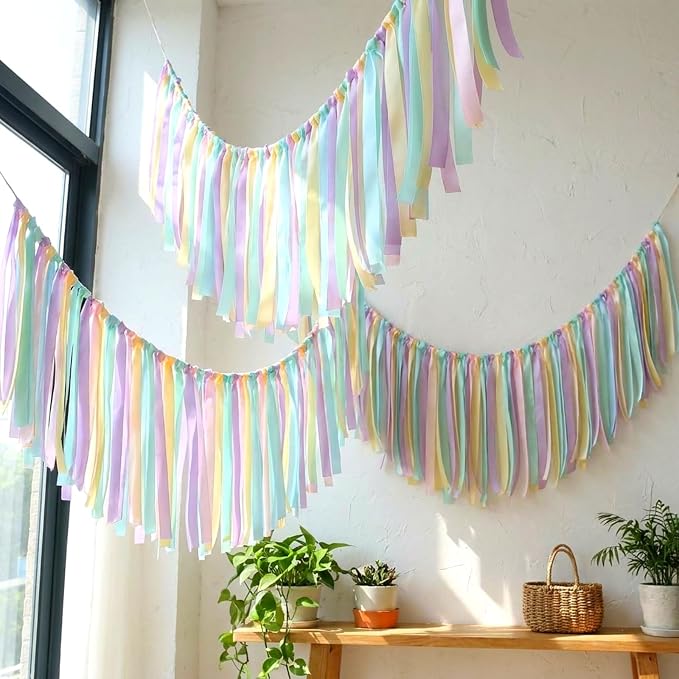 3 Pcs Pastel Ribbon Tassel Garland Pastel Banner Classroom Decor | 19 ft - Image 7