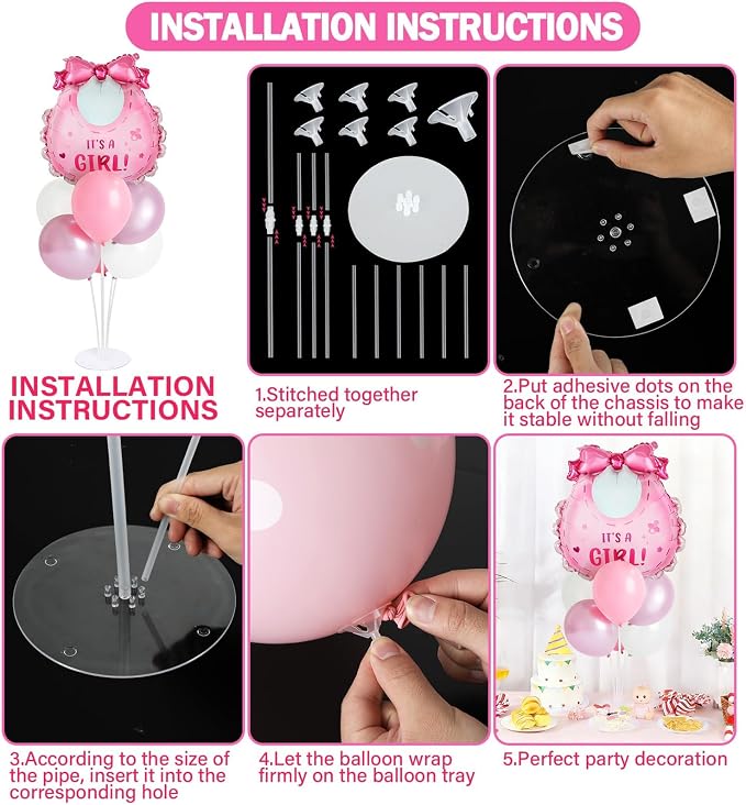 Elephant Baby Shower Decorations Party Balloons Stand Kit 2 Sets - Image 3
