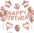 27 Pcs Rose Gold Birthday Decorations, 3D Foil Rose Gold Happy Birthday Balloon by WEIKA