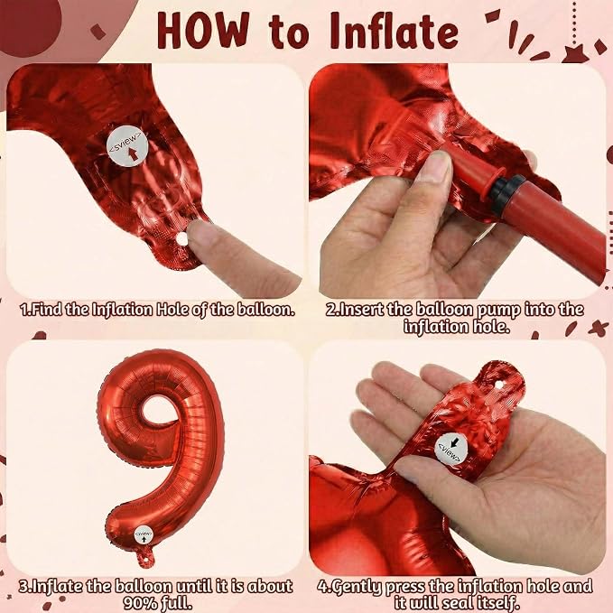 Red Number 9 Balloon 40 Inch, Foil Numeral - Image 5
